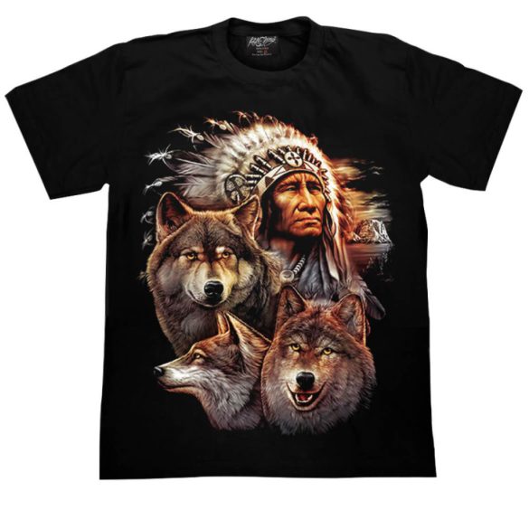 Harcos póló - Indian with Wolves